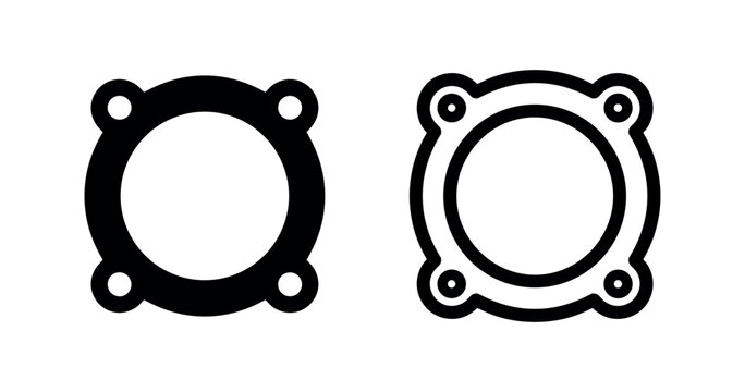 Speaker or vent grill icon set, audio or air flow component symbol.
