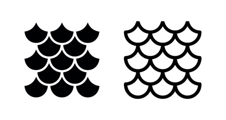 Abstract Fish Scales Pattern Icon in Solid and Outline Style Vector Illustration © liubomir118809