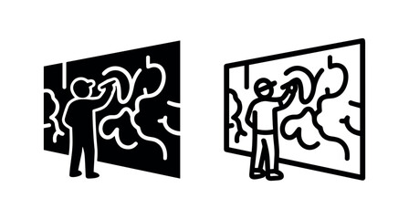 Artist Painting on Wall Icon Set: Creativity and Art Expression © liubomir118809