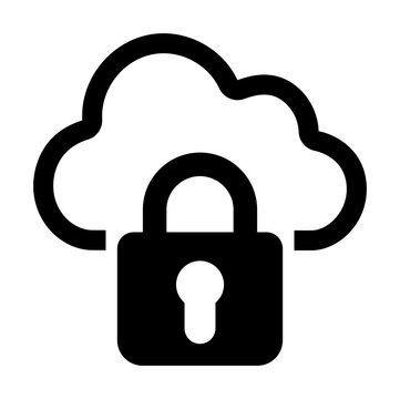 Secure cloud storage lock icon illustration