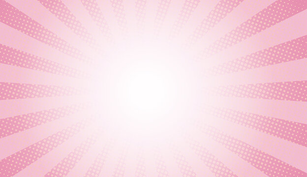 Pink Sunburst Background with Halftone Dot Pattern