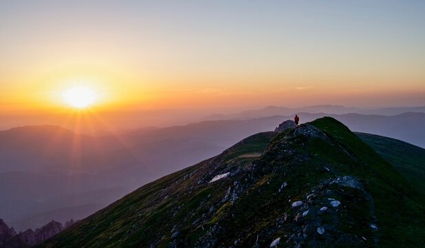sunrise in the mountains, Omu Peak, Bucegi Mountains, Romania 