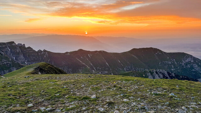sunset in the mountains, Omu Peak, Bucegi Mountains, Romania 