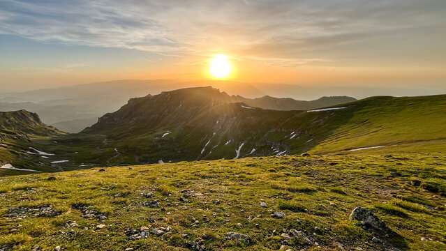 sunset in the mountains, Omu Peak, Bucegi Mountains, Romania 