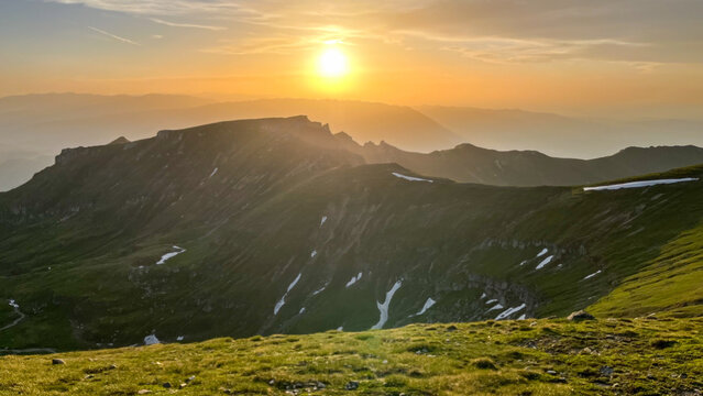 sunset in the mountains,  Omu Peak, Bucegi Mountains, Romania 