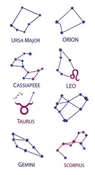 Constellation Chart: Ursa Major, Orion, Cassiopeia, Leo, Taurus, Gemini, Scorpius