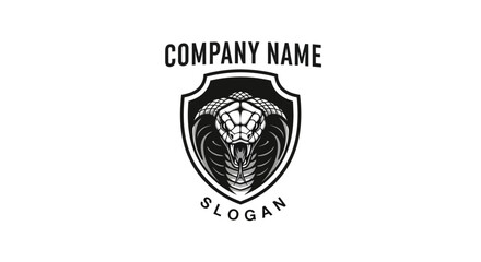 Obraz premium Cobra Shield Logo - Company Name Slogan - Vector Graphic