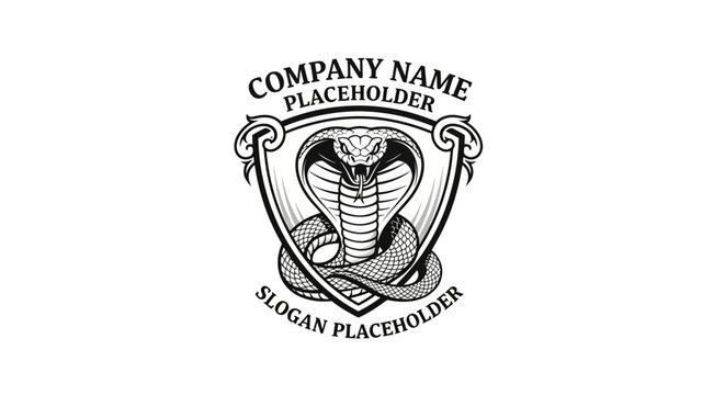 Cobra Logo Emblem - Company Name Placeholder Badge, Slogan Design