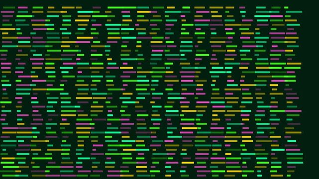 Digital data stream animation 4k background, with moving colorful, neon lines and, abstract information flow