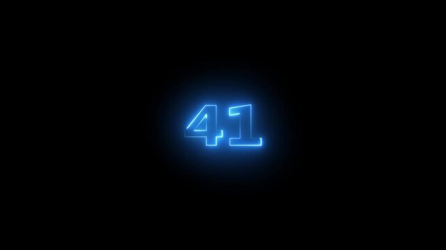 he neon 41 text icon animation features glowing, pulsating letters that transition smoothly with vibrant colors, creating an energetic, dynamic 41 visual effect for loop animation
