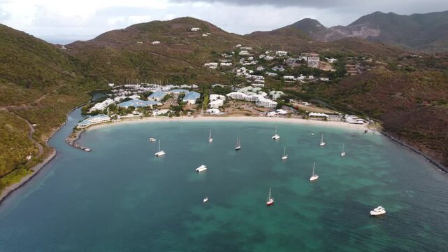 Aerial images of St. Martin Grand Case and Anse Marcel at Sunrise and Sunset