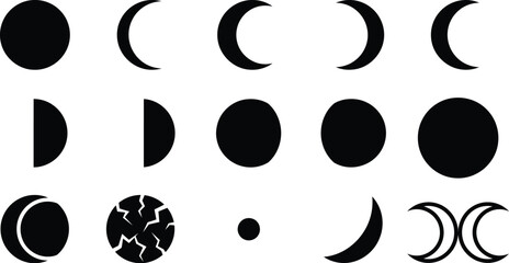 Fototapeta premium A Comprehensive Educational Chart Illustrating Various Lunar Phases and Moon Shape Variations