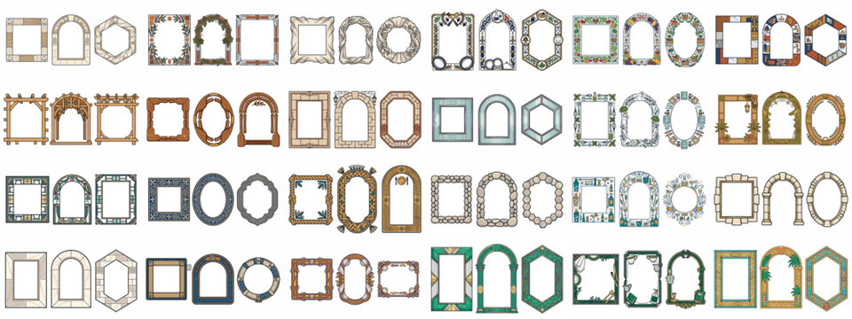 A Diverse Collection of Decorative Ornate Frames and Borders in Varied Shapes and Styles