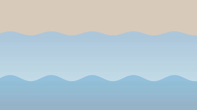 Flat design vector illustration of waves moving to the right