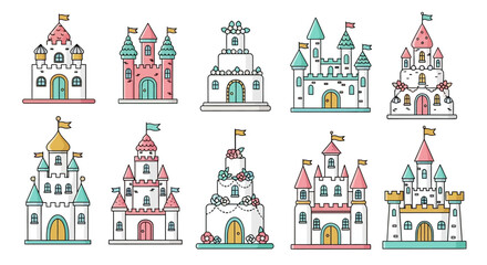 Set of Cute Cartoon Fairy Tale Castles © Safari