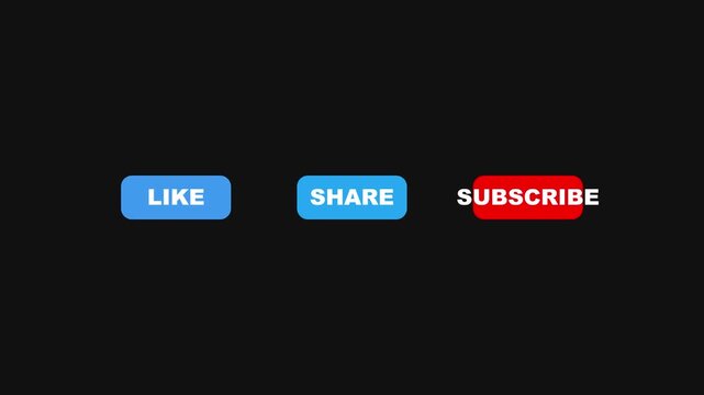 Like, share, and subscribe social media interaction buttons for creators and digital marketing campaigns animation 4k