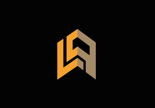 Modern geometric orange and gold LA monogram logo design