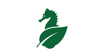 Green seahorse and leaf nature logo. © Asri