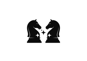 Two chess knight pieces facing each other with stars © Nur