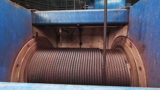 Inside the drawworks of oil drilling rig