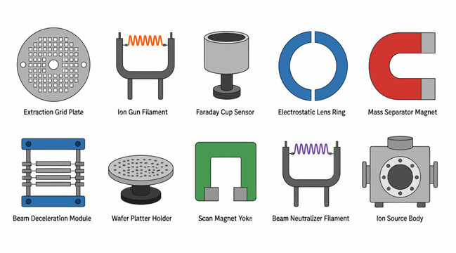 Collection of Industrial and Magnetic Components Illustration.