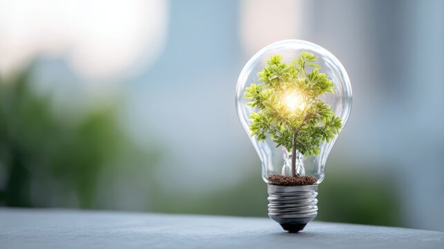 light bulb with CSR Corporate Social Responsibility, CSR and Sustainability Responsible Office, plant, green, idea, energy, environment, concept, electricity