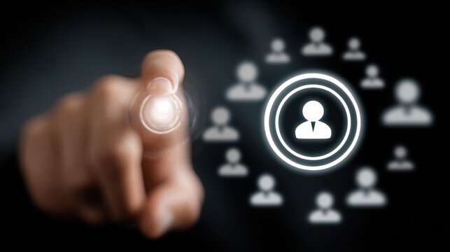 HRM or Human Resource Management, manager icon which is among staff icons for human development recruitment leadership and customer target, resume, interview. generate by AI