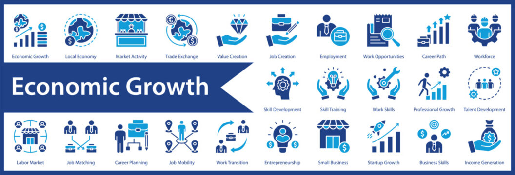 Economic Growth web icon set and collection