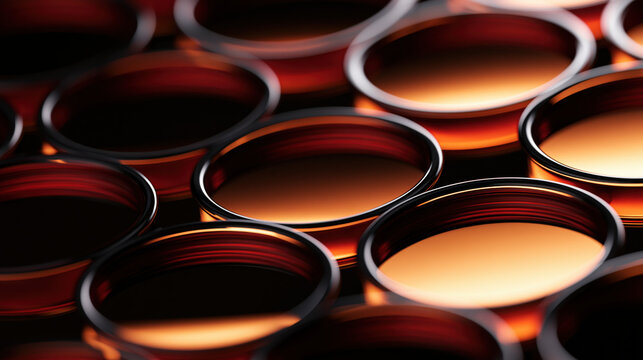 abstract orange liquid circles with glossy geometric pattern background