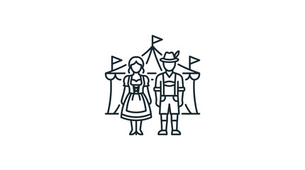 Obraz premium Oktoberfest Festival Couple in Traditional Bavarian Clothing