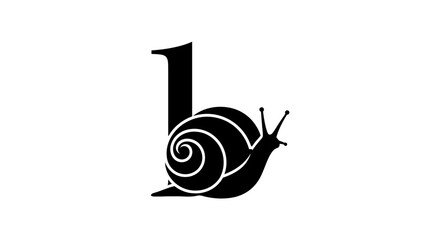 Letter b logo combined with snail shell silhouette. © kaninss