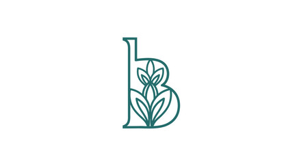 Letter B logo integrated with green leaf pattern. © kaninss