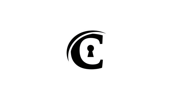 Letter C logo featuring a central keyhole