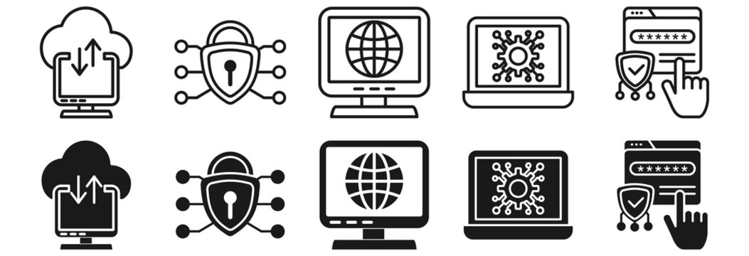 IPsec icon set. Vpn and authenticate symbol