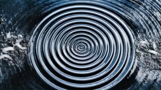 Concentric ripples of water radiate outward from a central point, framed by surrounding textures