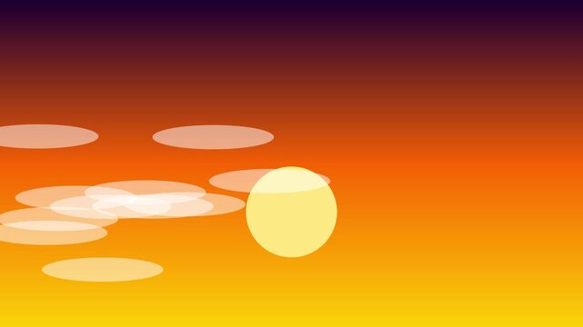 Abstract sunset animation 4k background, with floating glowing, circles and warm, gradient colors for motion