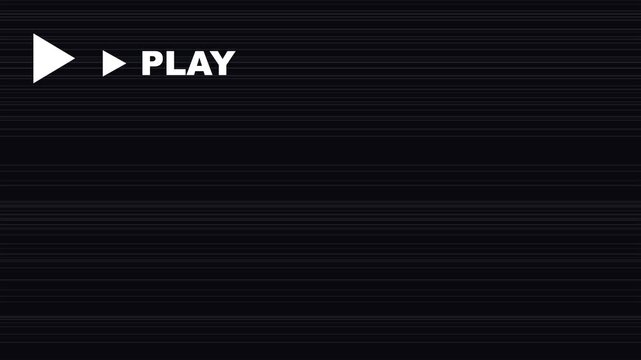 Digital play button interface overlay with glitch scanline effect for modern media ui animation 4k