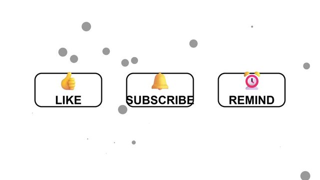 Like subscribe and remind button animation for social media channels and creators 4k