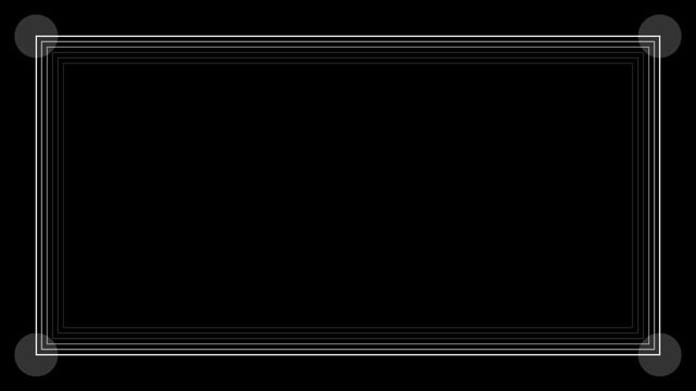 Minimalist animation 4k white rectangular frame overlay with corner nodes for editing and motion border