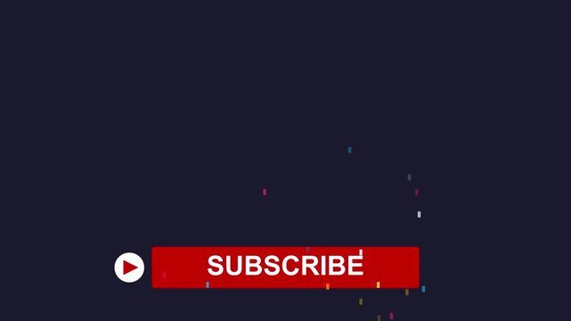 Subscribe button animation with colorful confetti particles for social media channels and you tube creation 4k