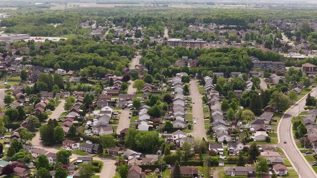 Aerial view of Quebec City and Levis straddling the St Laurence River
