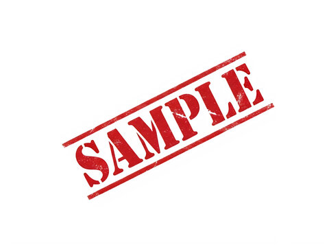 Red rubber stamp with the word sample isolated on white background isolated on transparent background