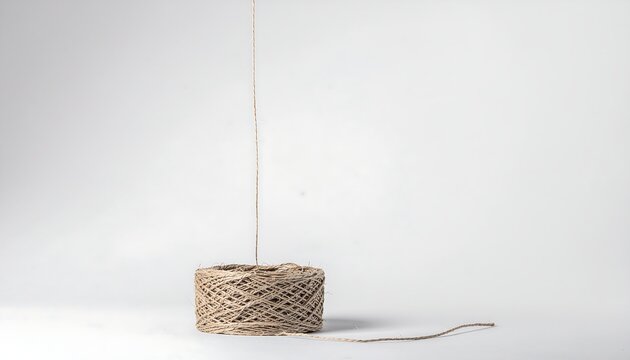 Spool of Twine with Wire on White Background.