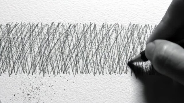 Pencil hand sketch shading drawing textured paper, graphite art monochrome creativity, closeup view of artistic process, crosshatch shading, paper texture, hand drawn graphite sketch, creative