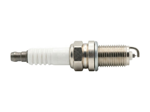 Automotive spark plug for internal combustion engine as isolated on transparent background