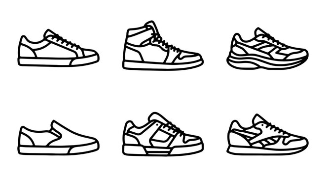 Vector Sneakers Collection: Casual, High-Top, Athletic Shoe Icons