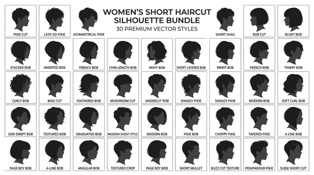 Collection of womens short hairstyles.