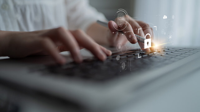 AI cyber security system using biometric authentication and privacy control. Cyber security protects identity, cybersecurity detects threats, cybersecurity ensures safety, and secures data. Latch