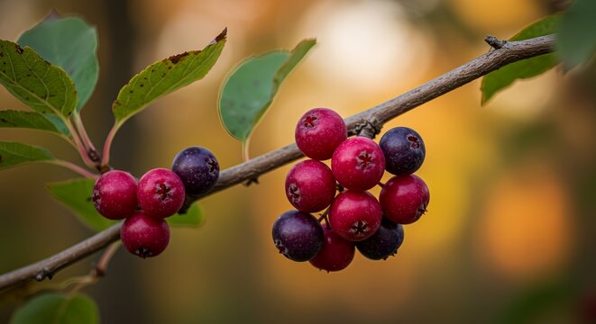 Hackberry fruit on branch