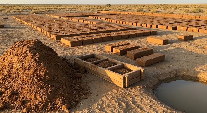 Adobe brick making process